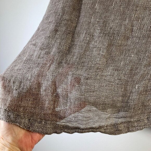 Womens Purejill Linen Top V Neck 3/4/Sleeve Marled Brown XS Open Weave Linen - Picture 6 of 8